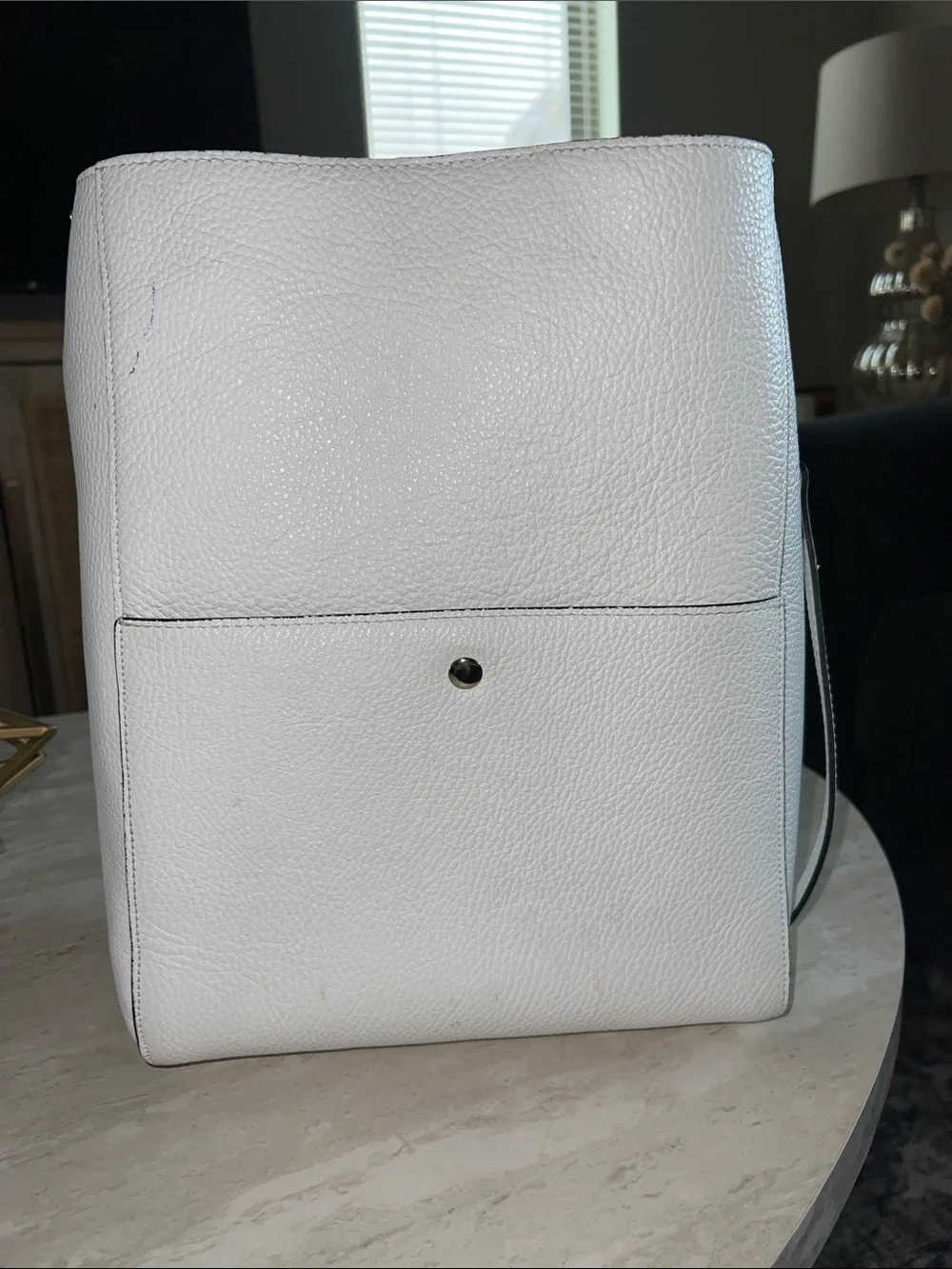 White Leather Shoulder Bag - Sleek Everyday Carry